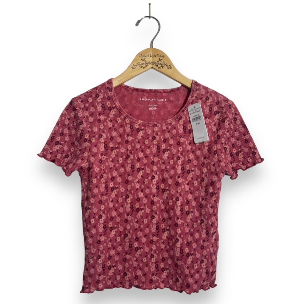 American Eagle Floral Waffle Baby Tee | Size extra Small
